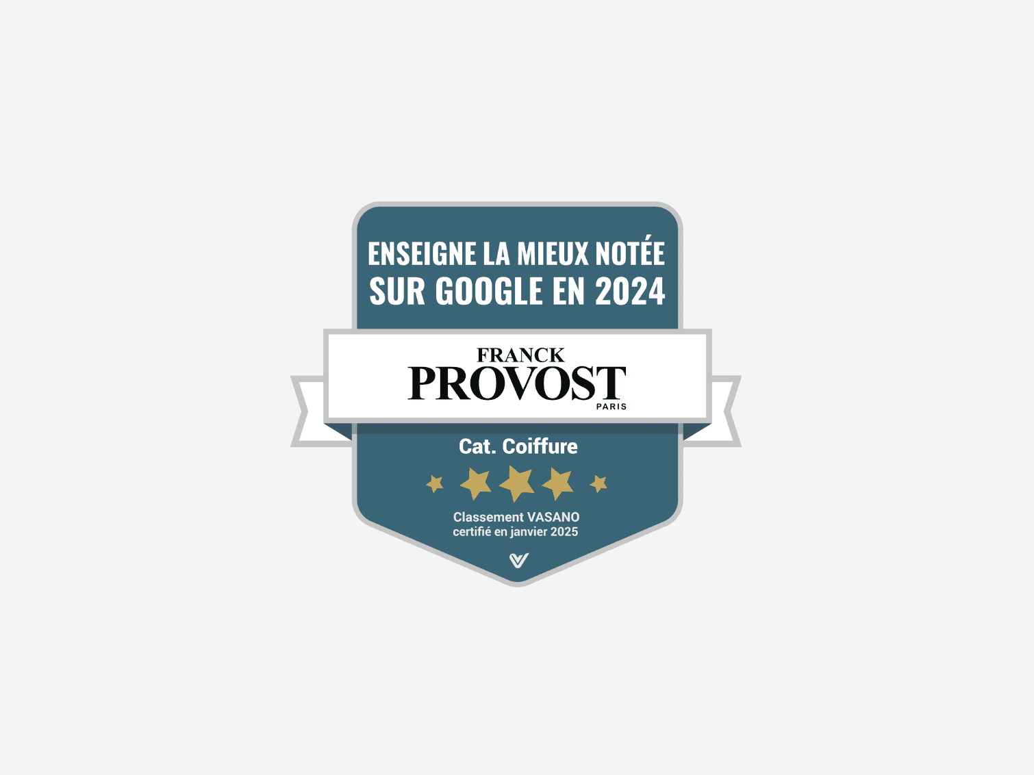 Franck Provost est l'enseigne la mieux notée sur Google en 2024 dans la catégorie salon de coiffure.